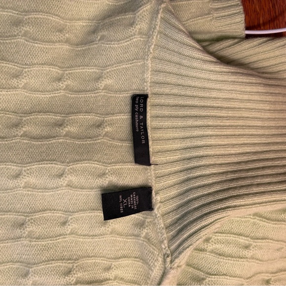 Lemon Green Cashmere Cable Knit Turtleneck Sweater available for only a few days - Picture 3 of 4